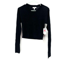 BP. size small long sleeve black v neck lightweight sweater‎ crop length NWT